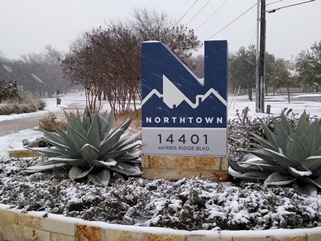 The monument at the entrance to the Northtown Park subdivision (the earliest Northtown neighborhood).