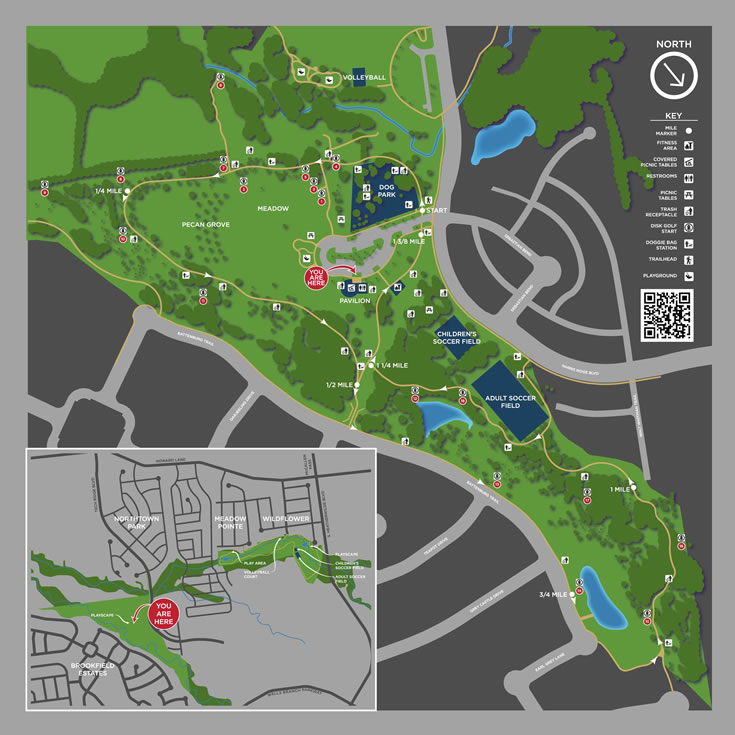 Northtown MUD 50-acre Park map.